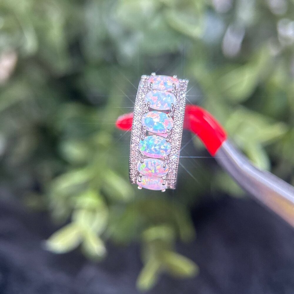 Silver Colored Opals Ring - Picture 3 of 10